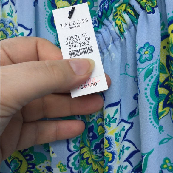 NWT Talbots Blue Peasant Style Multicolored Floral - Picture 4 of 5